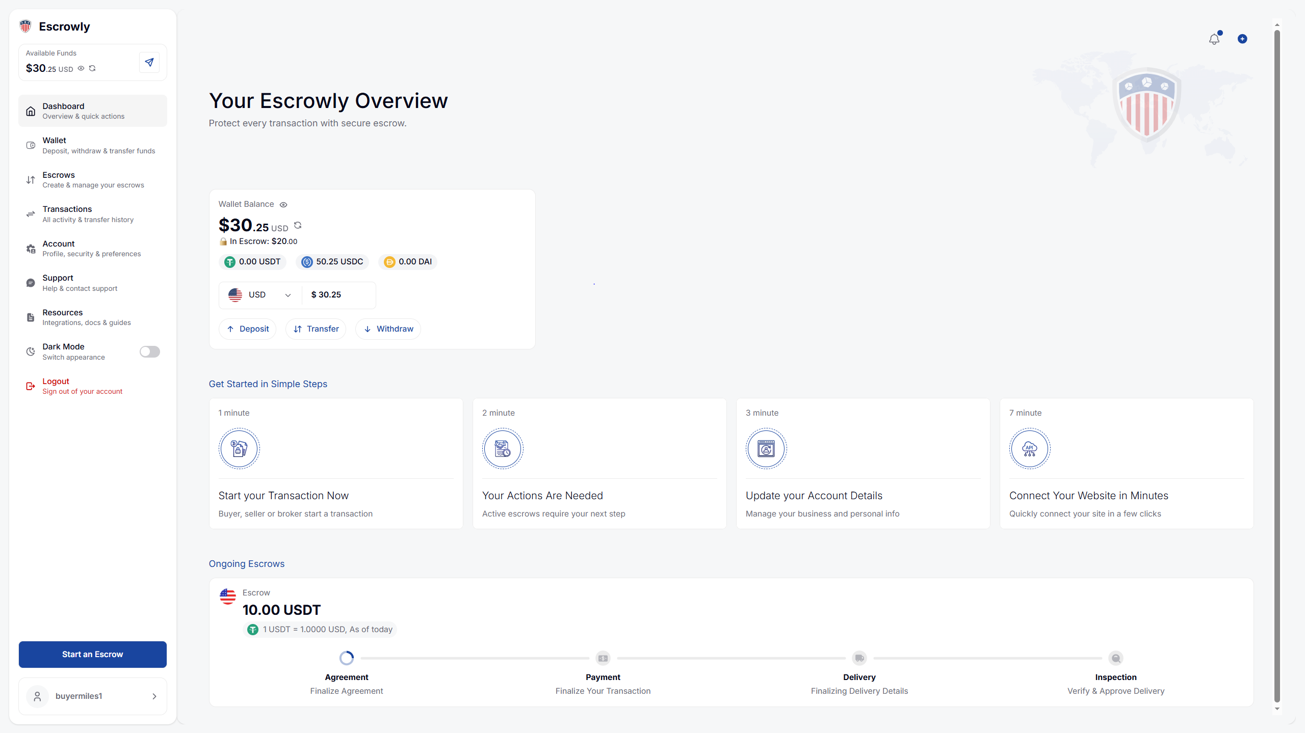 Escrowly application preview